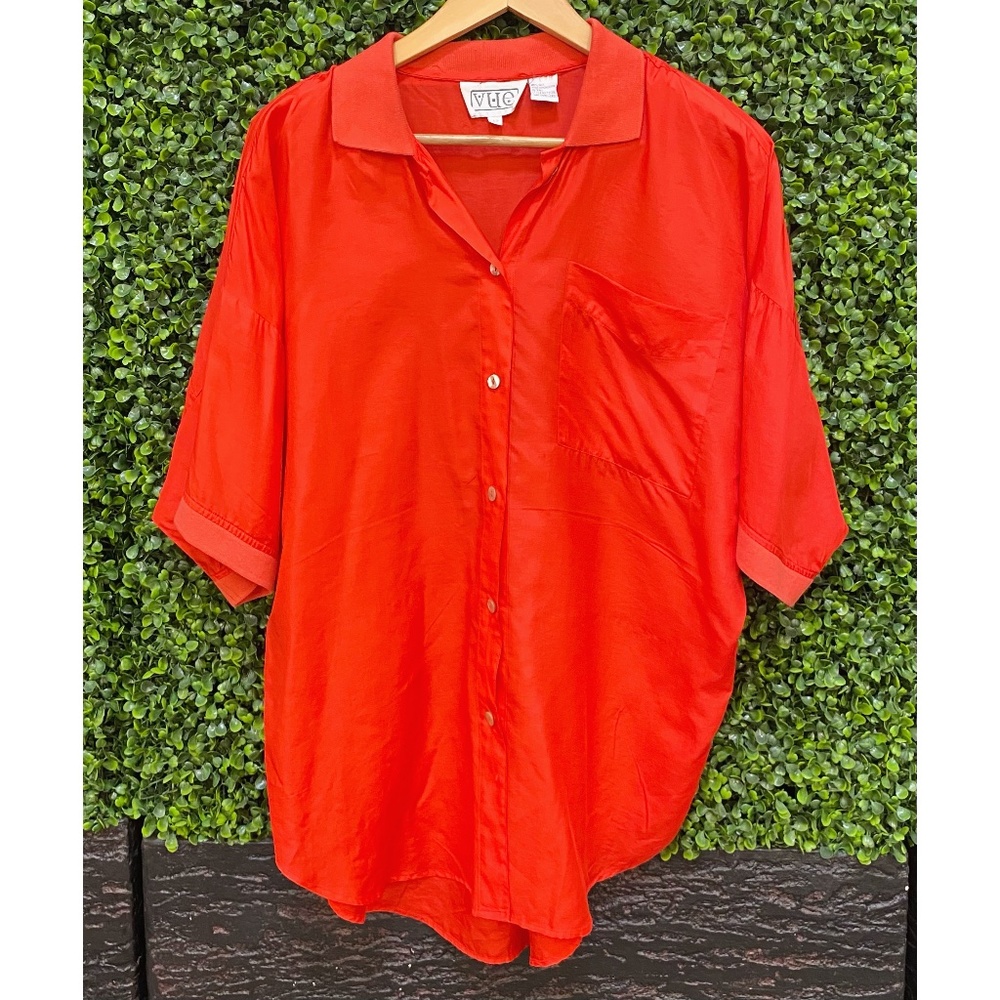 Vintage VUE Size 12 Silk Knit Collar Blouse